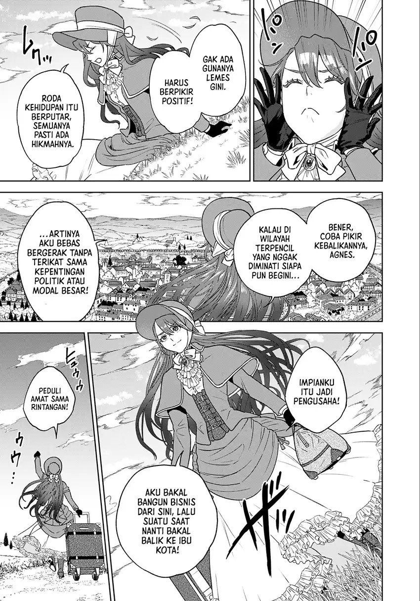 Shounin Reijou Agnes Henkyou ni Tsuihou Sareta Akuyaku Reijou wa Shousai o Hakki Shi Nariagaru Chapter 1 Gambar 24